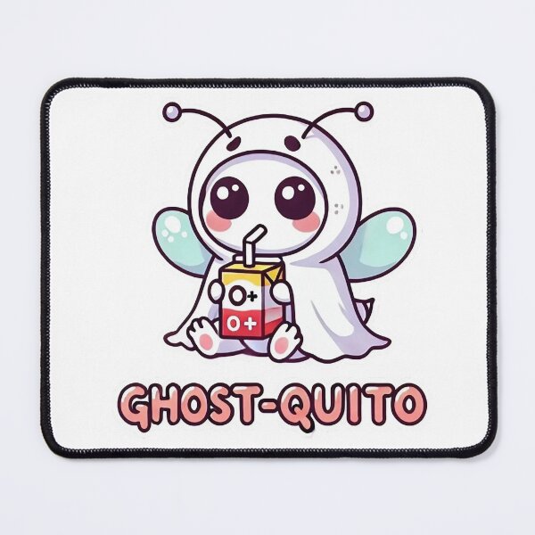 Item preview, Ghost-quito – Cute Kawaii Mosquito Ghost with O+ Juice Box designed and sold by NRcollections24.