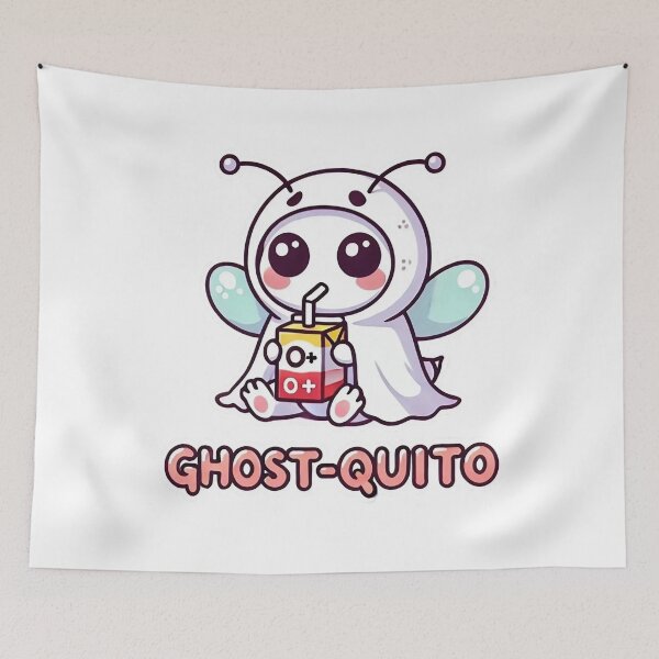 Item preview, Ghost-quito – Cute Kawaii Mosquito Ghost with O+ Juice Box designed and sold by NRcollections24.
