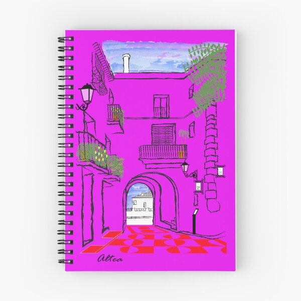 Item preview, T-shirt illustration with a view of the old town of Altea in red designed and sold by malangacamisetas.
