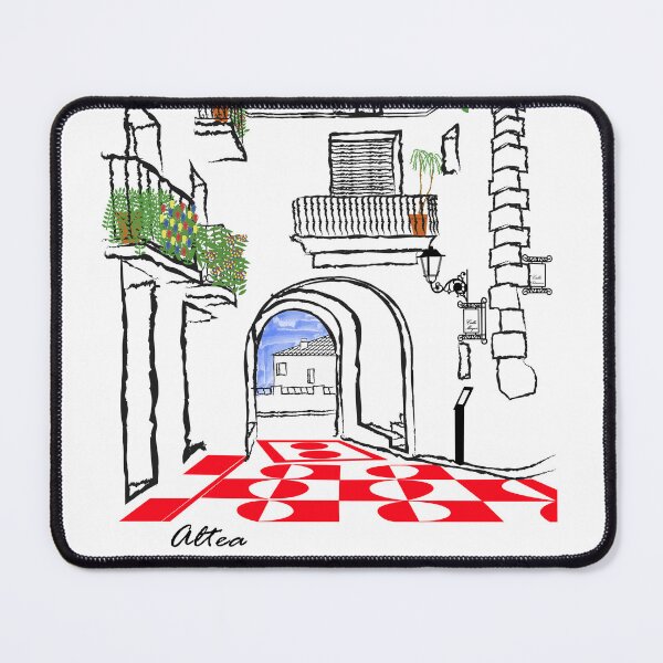 Item preview, T-shirt illustration with a view of the old town of Altea in red designed and sold by malangacamisetas.