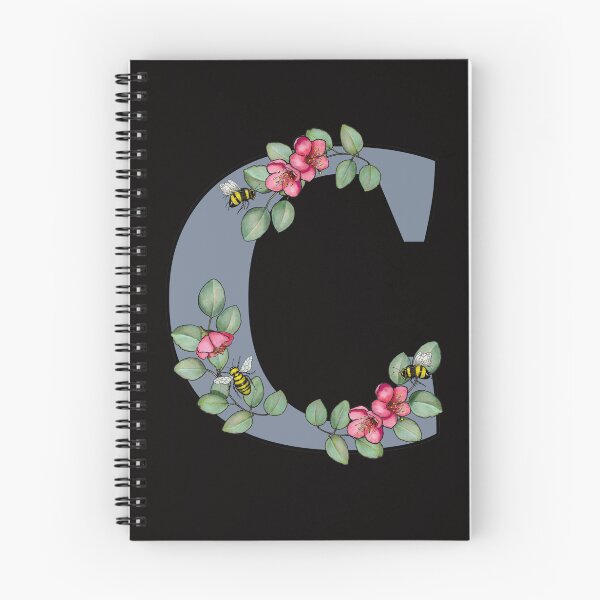 Item preview, Letter C, Decorated Initial, Eucalyptus Leaves, Pink Flowers, Bees designed and sold by JoyfulWhimsy.