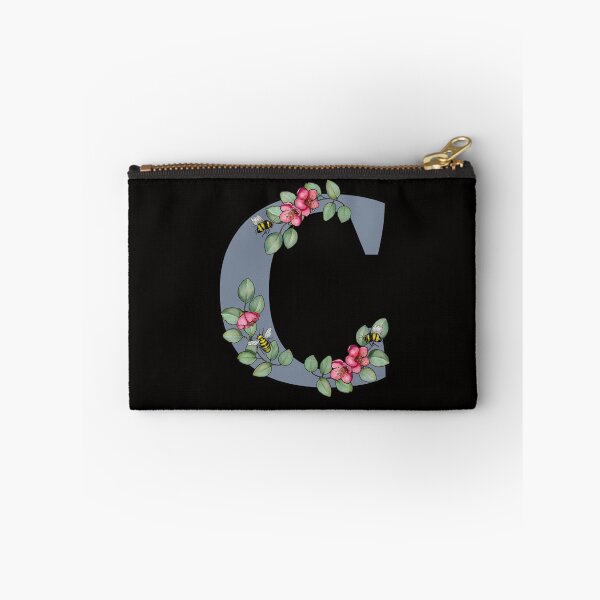 Item preview, Letter C, Decorated Initial, Eucalyptus Leaves, Pink Flowers, Bees designed and sold by JoyfulWhimsy.