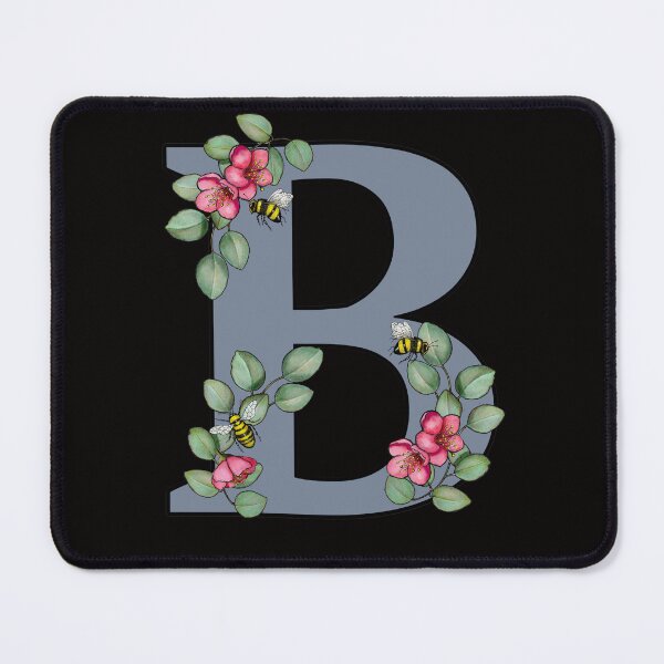 Item preview, Letter B, Decorated Initial, Eucalyptus Leaves, Pink Flowers, Bees designed and sold by JoyfulWhimsy.