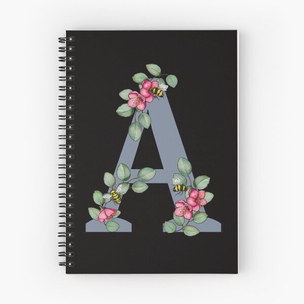 Item preview, Letter A, Decorated Initial, Eucalyptus Leaves, Pink Flowers, Bees designed and sold by JoyfulWhimsy.