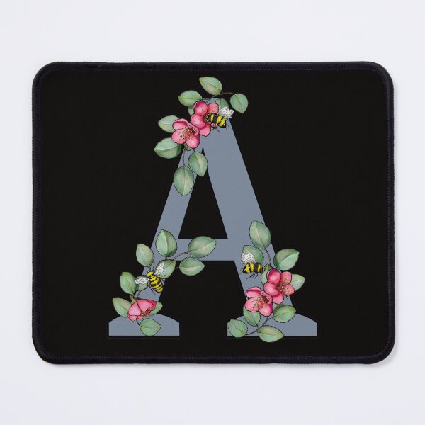 Item preview, Letter A, Decorated Initial, Eucalyptus Leaves, Pink Flowers, Bees designed and sold by JoyfulWhimsy.