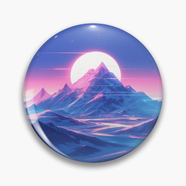 Item preview, Dreamy Blue Vaporwave Mountains with Neon Sun designed and sold by Christian Weiss.