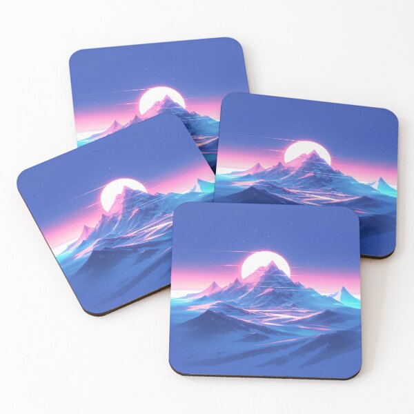 Item preview, Dreamy Blue Vaporwave Mountains with Neon Sun designed and sold by Christian Weiss.