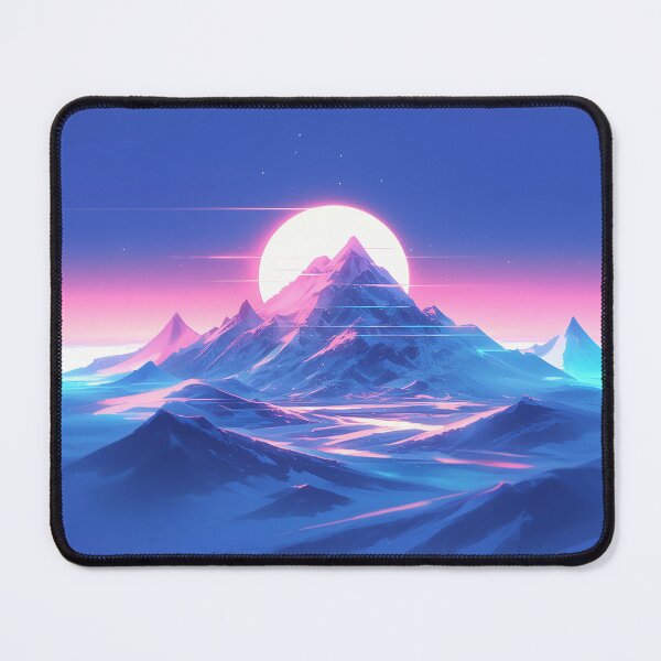 Item preview, Dreamy Blue Vaporwave Mountains with Neon Sun designed and sold by Christian Weiss.
