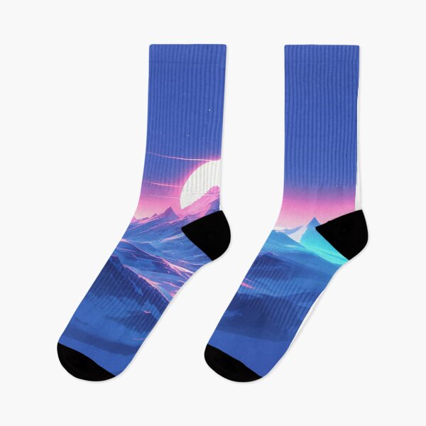 Item preview, Dreamy Blue Vaporwave Mountains with Neon Sun designed and sold by Christian Weiss.