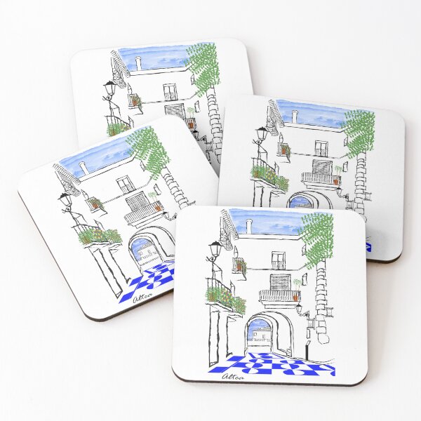 Item preview, T-shirt with a drawing of the Old Portal of Altea in blue designed and sold by malangacamisetas.