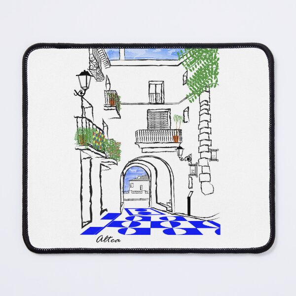 Item preview, T-shirt with a drawing of the Old Portal of Altea in blue designed and sold by malangacamisetas.