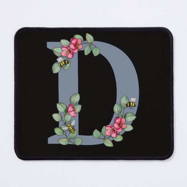 Item preview, Letter D, Decorated Initial, Eucalyptus Leaves, Pink Flowers, Bees designed and sold by JoyfulWhimsy.