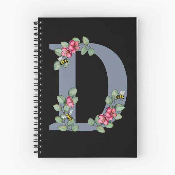 Item preview, Letter D, Decorated Initial, Eucalyptus Leaves, Pink Flowers, Bees designed and sold by JoyfulWhimsy.