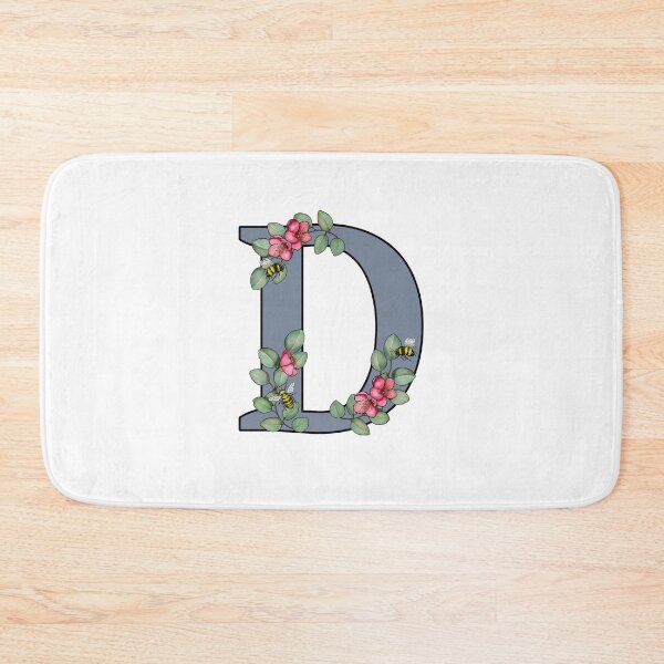 Item preview, Letter D, Decorated Initial, Eucalyptus Leaves, Pink Flowers, Bees designed and sold by JoyfulWhimsy.