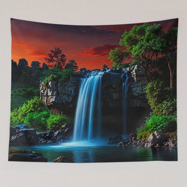 Item preview, Waterfall at sunset designed and sold by PixelParadies.