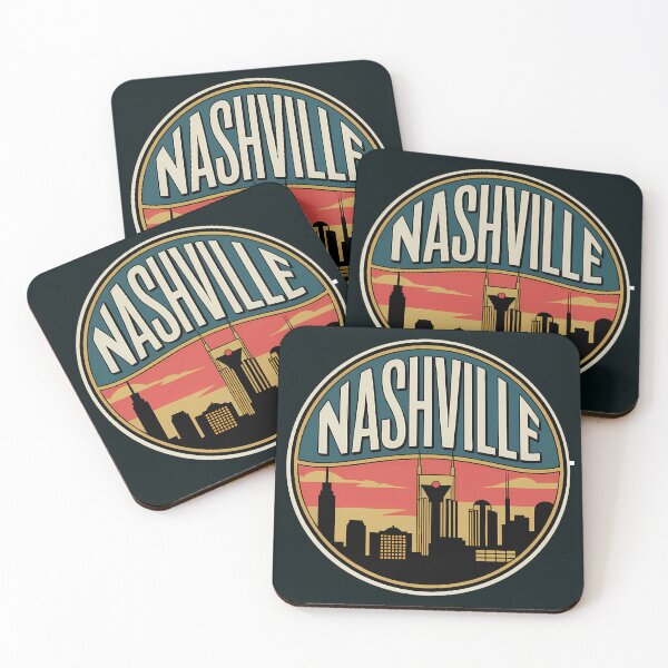 Item preview, Nashville Tennessee Skyline Illustration Travel Art Badge designed and sold by KrisSidDesigns.