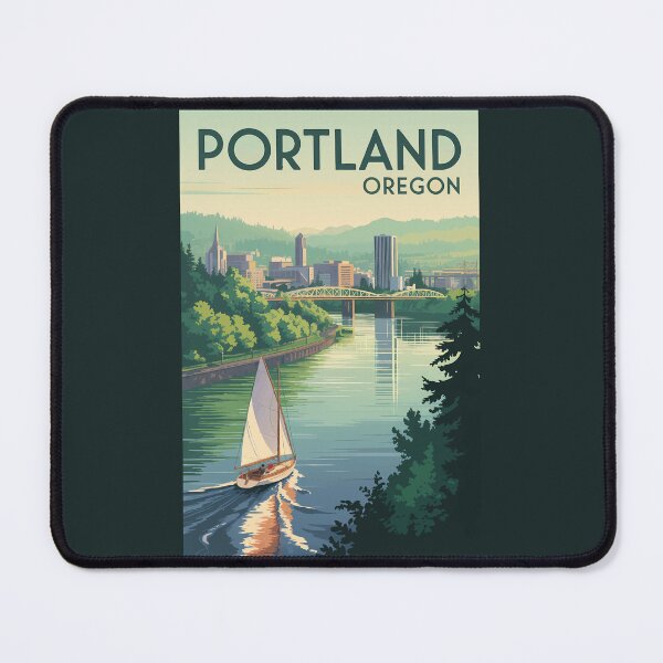 Item preview, Portland Oregon Skyline Travel Art Vintage designed and sold by KrisSidDesigns.