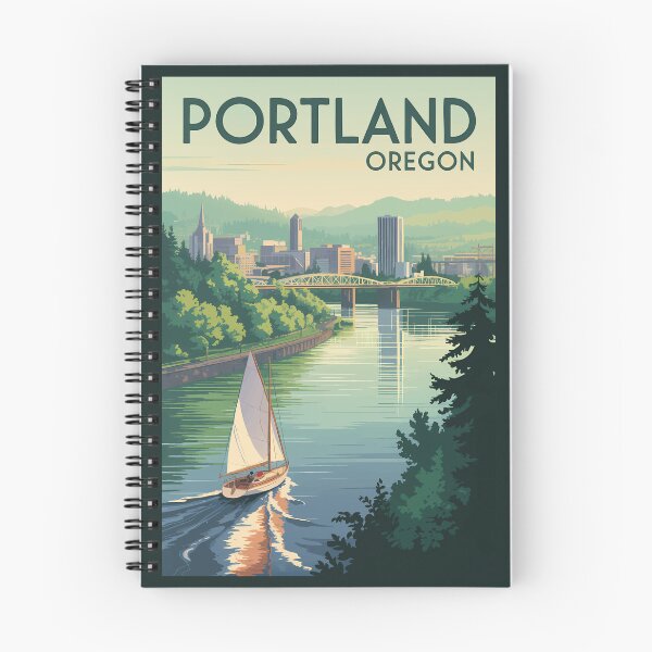 Item preview, Portland Oregon Skyline Travel Art Vintage designed and sold by KrisSidDesigns.