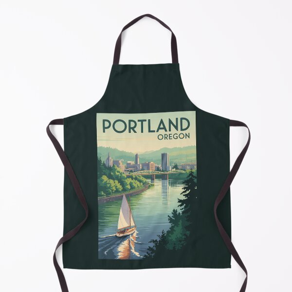 Item preview, Portland Oregon Skyline Travel Art Vintage designed and sold by KrisSidDesigns.