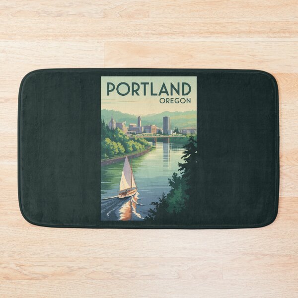 Item preview, Portland Oregon Skyline Travel Art Vintage designed and sold by KrisSidDesigns.