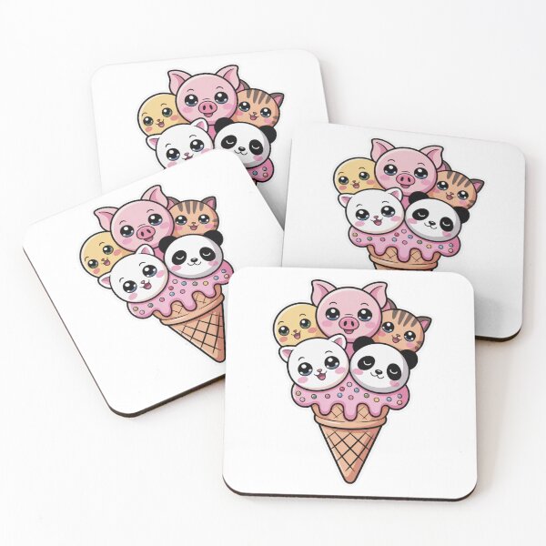 Item preview, Kawaii Animals Ice Cream designed and sold by NicolasGlowArt.