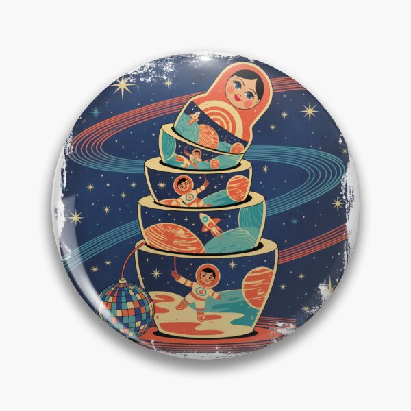 Item preview, Cosmic Matryoshka Babushka Russian Doll – Retro Space Nesting Dolls designed and sold by Okada's t-shirts & accessories.