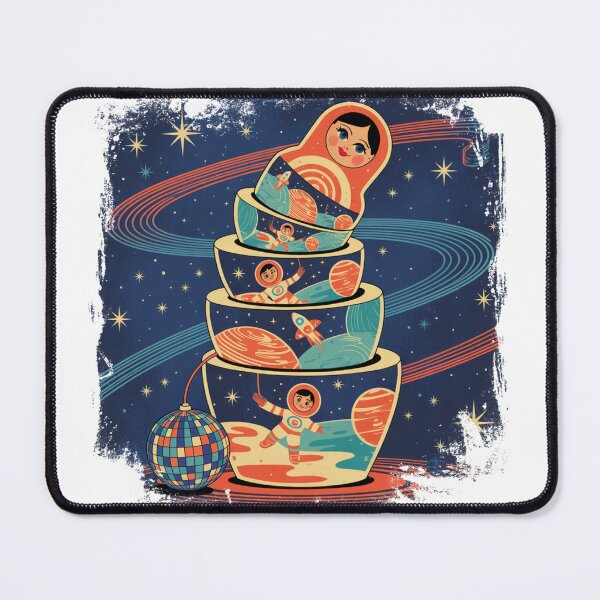 Item preview, Cosmic Matryoshka Babushka Russian Doll – Retro Space Nesting Dolls designed and sold by Okada's t-shirts & accessories.