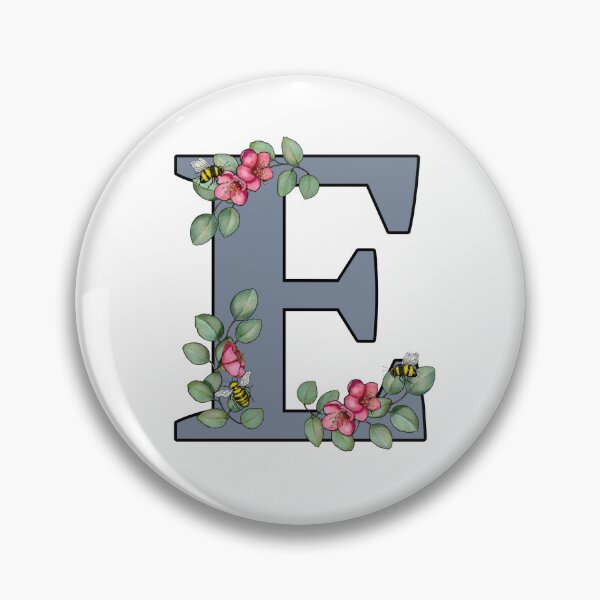 Item preview, Letter E, Decorated Initial, Eucalyptus Leaves, Pink Flowers, Bees designed and sold by JoyfulWhimsy.