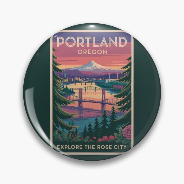 Item preview, Portland Oregon Mount Hood Travel Art Vintage designed and sold by KrisSidDesigns.