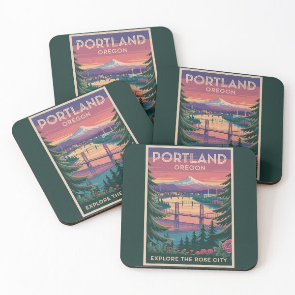 Item preview, Portland Oregon Mount Hood Travel Art Vintage designed and sold by KrisSidDesigns.