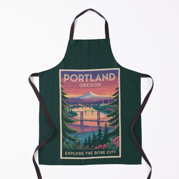 Item preview, Portland Oregon Mount Hood Travel Art Vintage designed and sold by KrisSidDesigns.