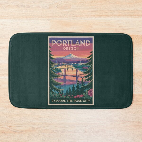 Item preview, Portland Oregon Mount Hood Travel Art Vintage designed and sold by KrisSidDesigns.