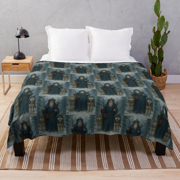 Item preview, Winter Shaman with Wolves in Enchanted Forest designed and sold by ddproducts.