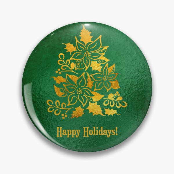 Item preview, Christmas Poinsettia Tree Gold and Green Metallic Look designed and sold by CheriesArt.
