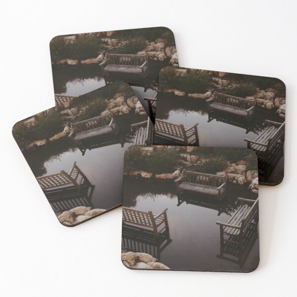 Item preview, Dark Academia Strange Nature Benches in Flooded Water Photograph  designed and sold by Lostbandito.