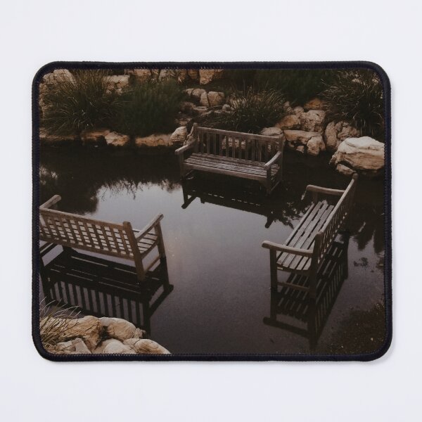 Item preview, Dark Academia Strange Nature Benches in Flooded Water Photograph designed and sold by Lostbandito.