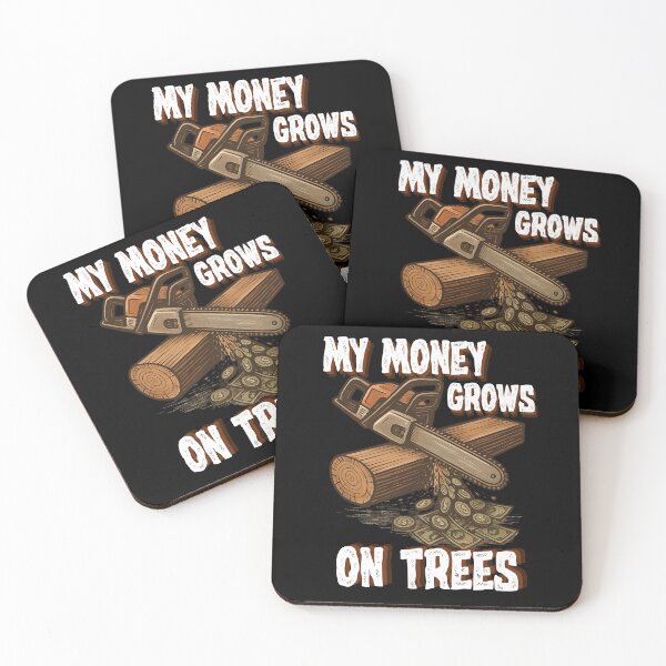 Item preview, My Money Grows on Trees - Vintage Chainsaw Cutting Wood Into Money designed and sold by PeteLawliiet.