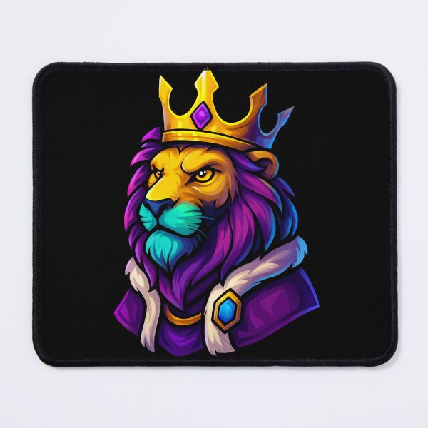 Item preview, Majestic Colorful Lion King Wearing Golden Crown and Royal Robe Fantasy Illustration Regal Animal Artwork Vibrant Style designed and sold by Mimoshi ⭐⭐⭐⭐⭐.