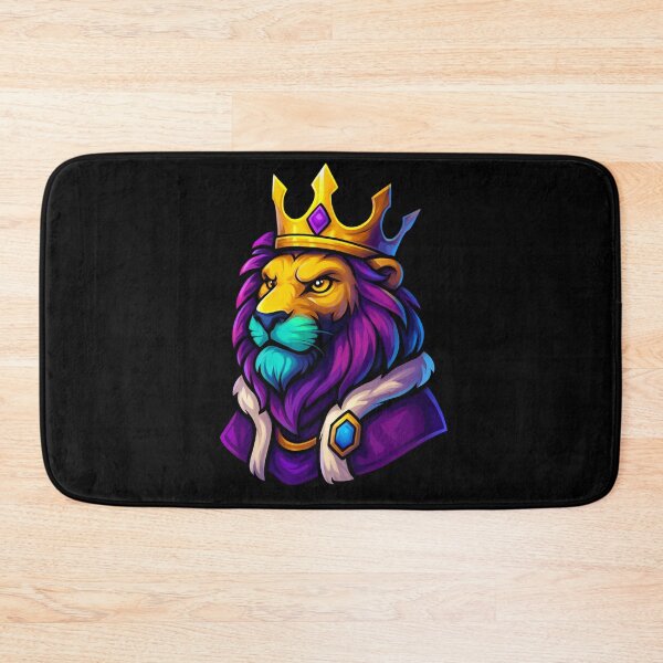 Item preview, Majestic Colorful Lion King Wearing Golden Crown and Royal Robe Fantasy Illustration Regal Animal Artwork Vibrant Style designed and sold by Mimoshi ⭐⭐⭐⭐⭐.