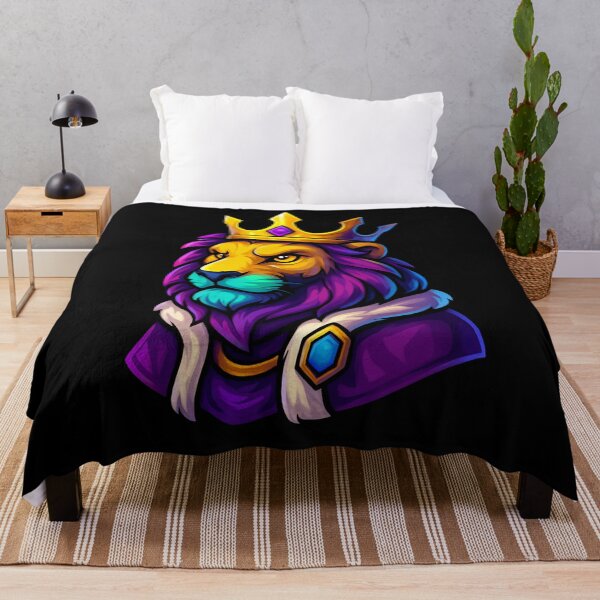 Item preview, Majestic Colorful Lion King Wearing Golden Crown and Royal Robe Fantasy Illustration Regal Animal Artwork Vibrant Style designed and sold by Mimoshi ⭐⭐⭐⭐⭐.