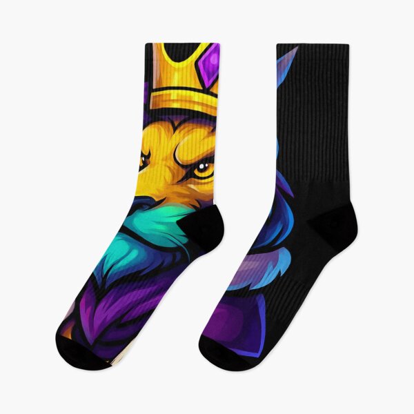 Item preview, Majestic Colorful Lion King Wearing Golden Crown and Royal Robe Fantasy Illustration Regal Animal Artwork Vibrant Style designed and sold by Mimoshi ⭐⭐⭐⭐⭐.