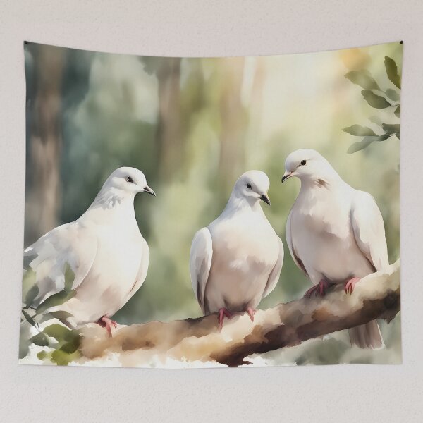 Item preview, Three White Doves in Tree designed and sold by CalmnessbyChoice.