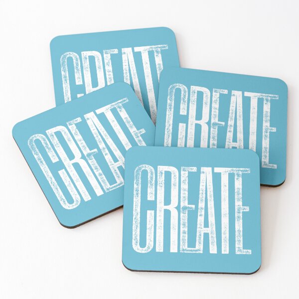 Item preview, CREATE Distressed Ink Typographical White Print designed and sold by GeeThang.