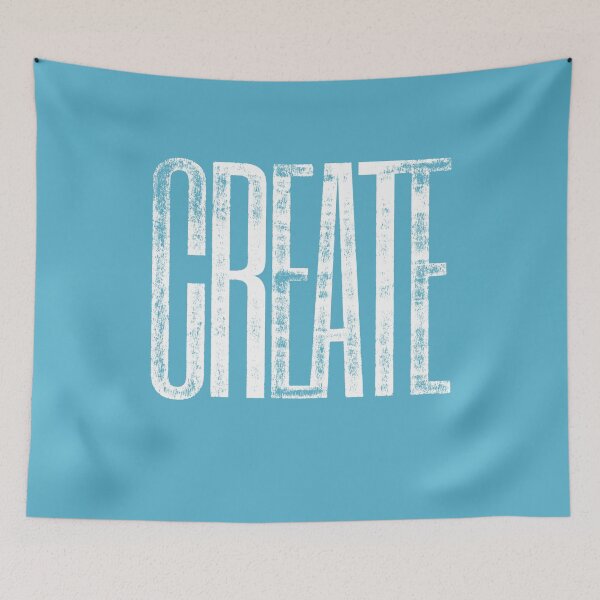 Item preview, CREATE Distressed Ink Typographical White Print designed and sold by GeeThang.