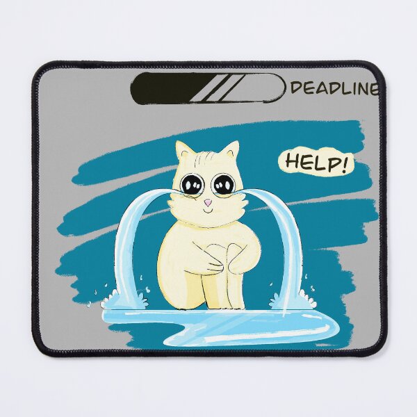 Item preview, Help Funny Cat Crying Over Deadline – Cute Stress Meme Illustration designed and sold by Elsrag-shop.