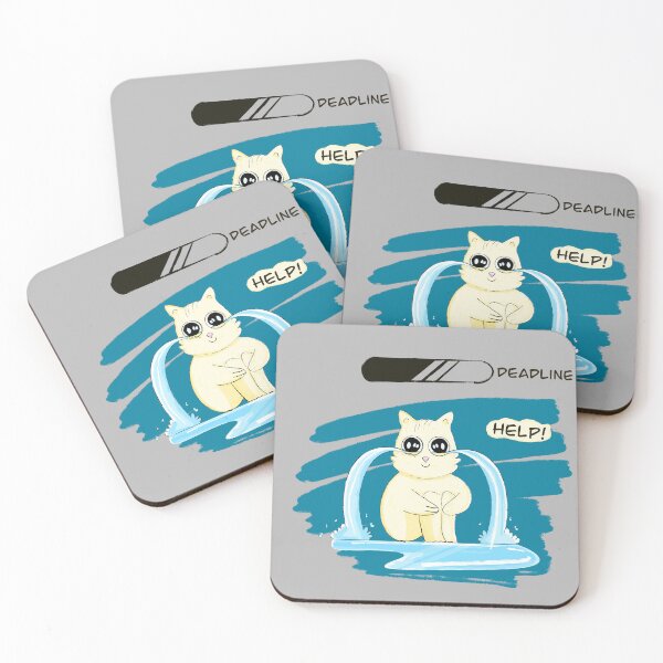 Item preview, Help Funny Cat Crying Over Deadline – Cute Stress Meme Illustration designed and sold by Elsrag-shop.