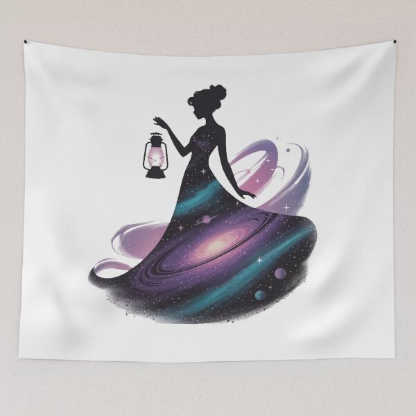 Item preview, Mystical Galaxy Woman with Lantern – Elegant Cosmic Art designed and sold by Zyric Art.