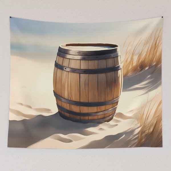 Item preview, Wooden Barrel on Beach designed and sold by CalmnessbyChoice.