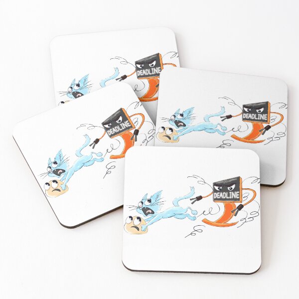 Item preview, Funny Cat Running From Deadline – Relatable Student Meme Illustration designed and sold by Elsrag-shop.