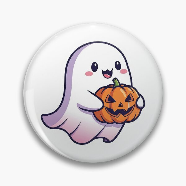 Item preview, Cute Kawaii Ghost Holding a Pumpkin Sticker designed and sold by ChameloX.
